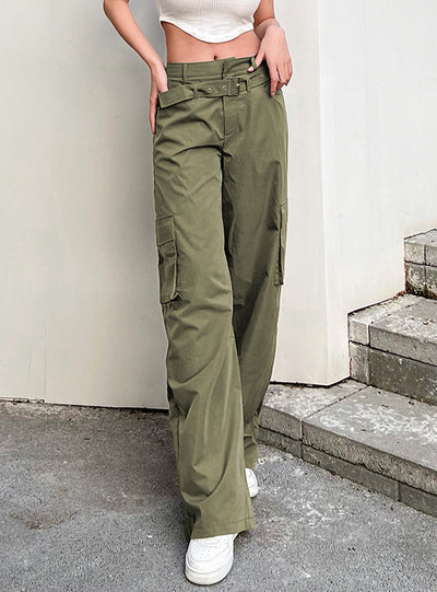 Straight Woven Tooling Pocket Casual Pants