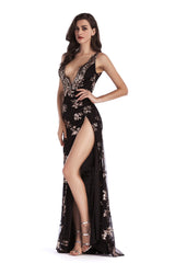 Women V-neck Slit Party Dress