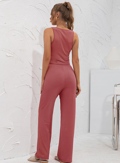 Loose Temperament Vest Wide Leg Two-piece Suit