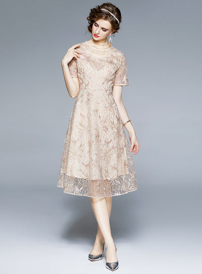 Heavy Mesh Embroidered Lace Dress