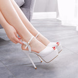 White Fishmouth High-heeled Sandals