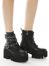 Thick Rivet Side Zipper Bootie Girl