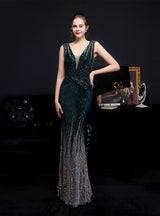 Long Sequined Queen Fishtail Evening Dress