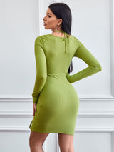 Fake Two-piece Pleated Slim Long-sleeved Dress