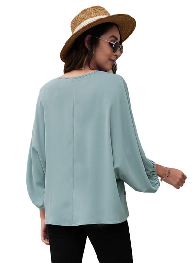 Loose Top Bat Sleeve Chiffon Shirt