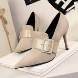 Suede Sexy Thin Snakeskin Belt Buckle Shoes