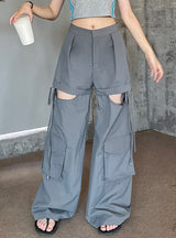 Open-legged Fake Two-piece Overalls Pant