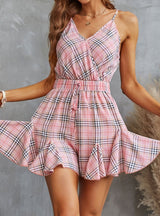 Slim Suspender Plaid Jumpsuit