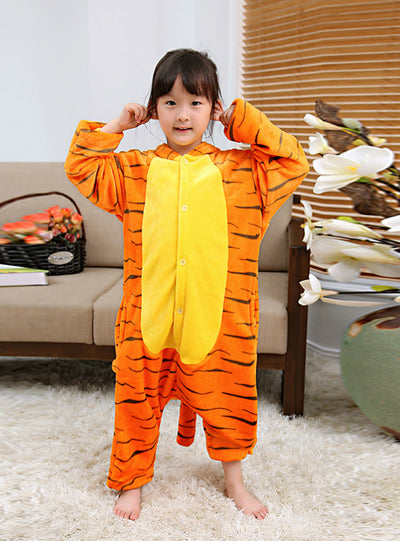 Flannel Three Dimensional Tigger Conjoined Pajamas