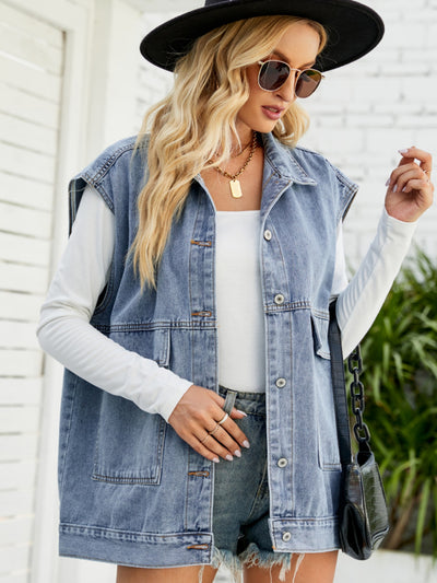 Denim Sleeveless Vest Top