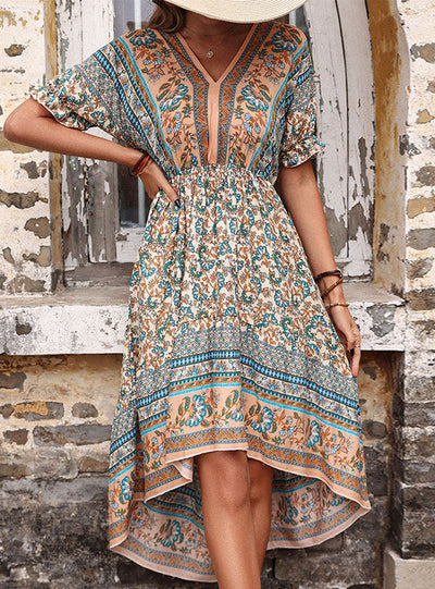 Printed Irregular Bohemian Dress