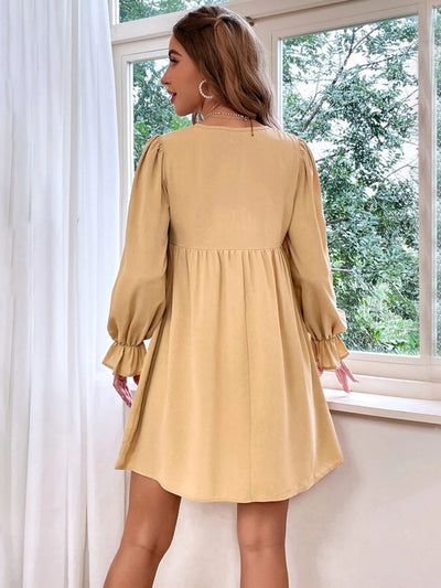 Loose Round Neck Long-sleeved Dress