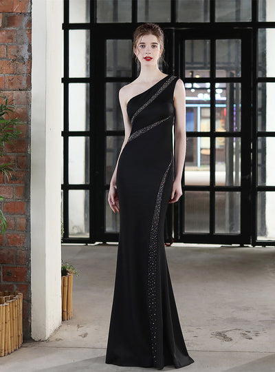 One Shoulder Slim Fishtail Dress