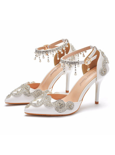 Beaded Rhinestone Tassel Sandals Wedding Shoes