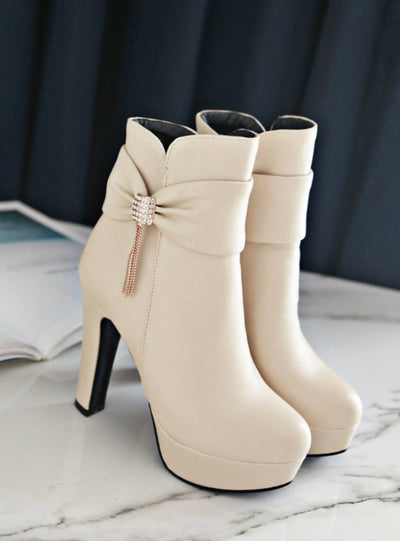 Women Boots Platforms Square Heel Ankle Boots