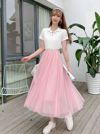 High Waist Gauze Skirt