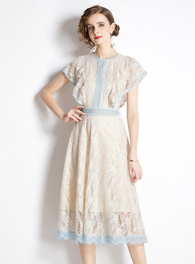 Lace Flying Sleeve Long Dress