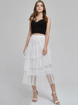 Wavelet Cake Skirt Pleated Mesh Leopard Print