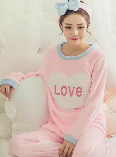 Love Pyjamas Sets Thick Warm Coral Velvet Suit