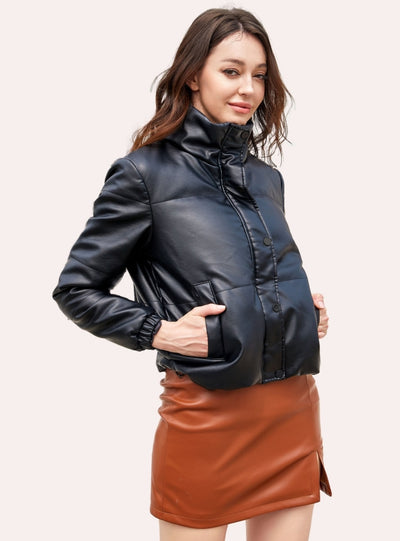 Short Leather Coat Padded Cotton Coat