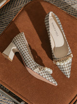 Houndstooth Pointed Shallow Heels