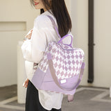 Plaid Soft Leather PU Leisure Backpack