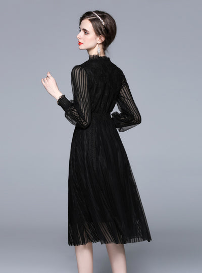 Black Lace Long Sleeve Dress