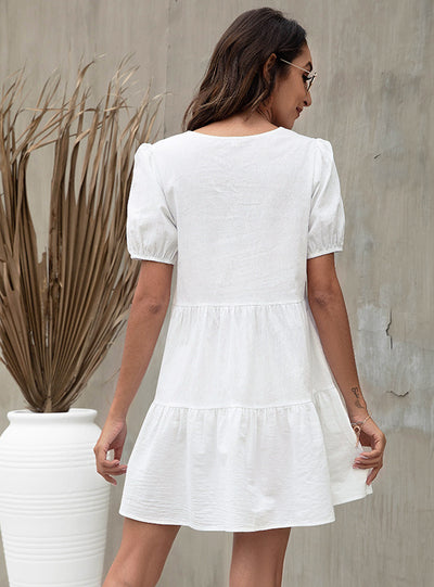 Loose A-line Bubble Sleeve Dress