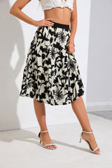 High Waist Printed Chiffon Skirt