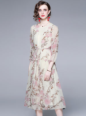 Temperament Floral Chiffon Loose Dress