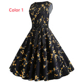 Sleeveless Round Neck Flower Print Dress