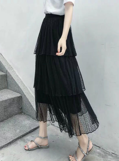 Women Pleated Skirt A Mesh Cake Skirt