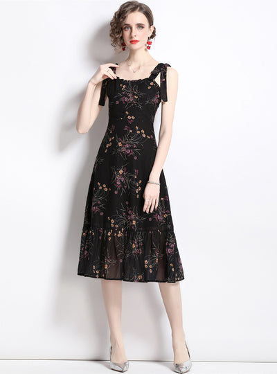 Women Floral Print Straps Dress