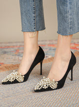 Pointed Pearl Crystal High-heeled Shoes