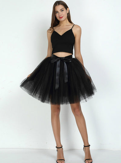 Womens 7 Layers Midi Tulle Skirt Fashion Tutu Skirts