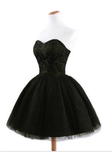 Black Sweetheart Tulle Knee Length Dress