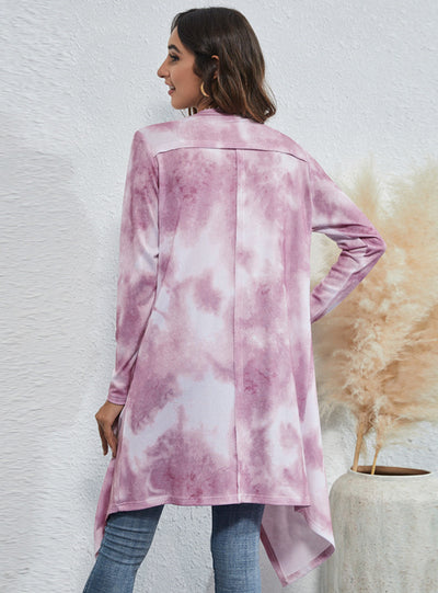 Women's Irregular Tie-dye Printed Knitted Cardigan Coat