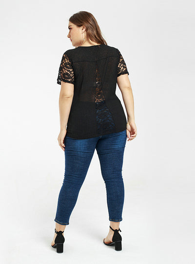 Splicing Lace Perspective Single-wearing Top