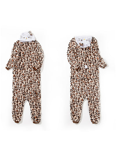 Women Onesie Leopard Kitty Cat Pajama Adult Sleep