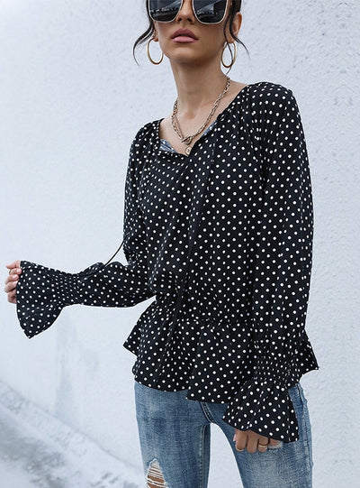 Retro Polka Dot Long Sleeve Shirt