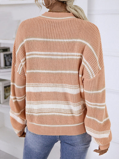 Loose Pullover Long Sleeve Striped Sweater