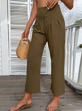 Waist Cotton Linen Slim Pants