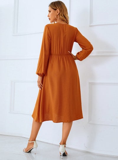 Cotton Loose Lantern Sleeve Dress