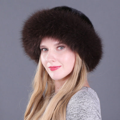 Mink Fur Hat With Fox Brim Fashion Hat