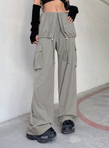 Fake Two-piece Drawstring Low Waist Pant