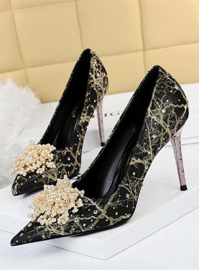 Pearl Flower Rhinestone Shoes