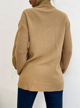 High Solid Color Twist Knitted Sweater