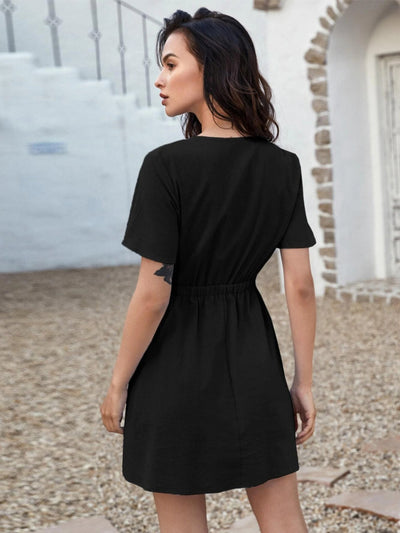 Bow Casual Short Sleeve Dress