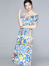 Printed Big Swing Short Sleeve Dress