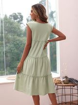 Loose Pleated Cotton Linen Sleeveless Dress